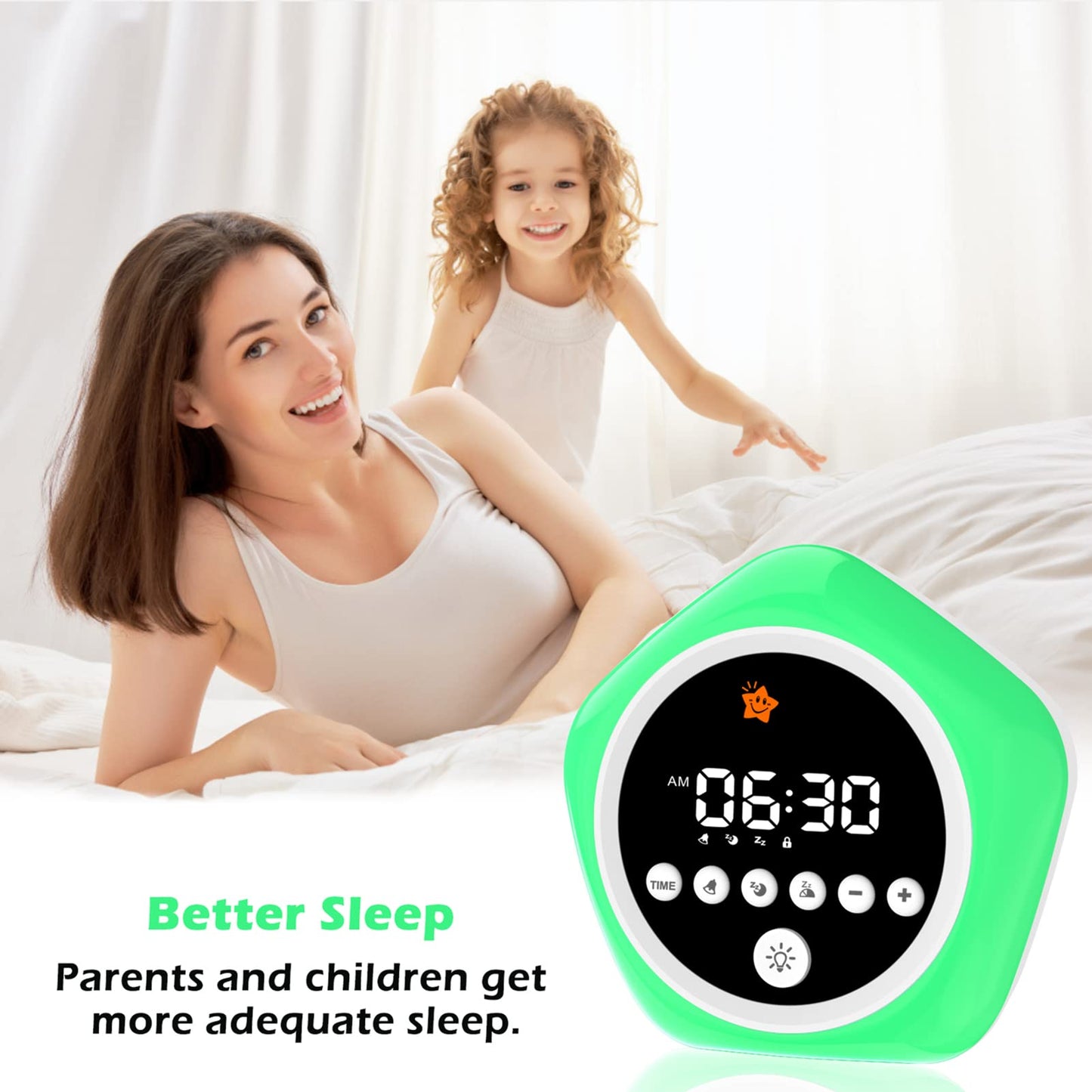 DINVEL Kids Alarm Clock, Ok to Wake Clock for Kids, Toddler Sleep Training Alarm Clock with Red Green Light, Teaches Time Management & Bedtime Routine, Perfect Clock Gift for Kids