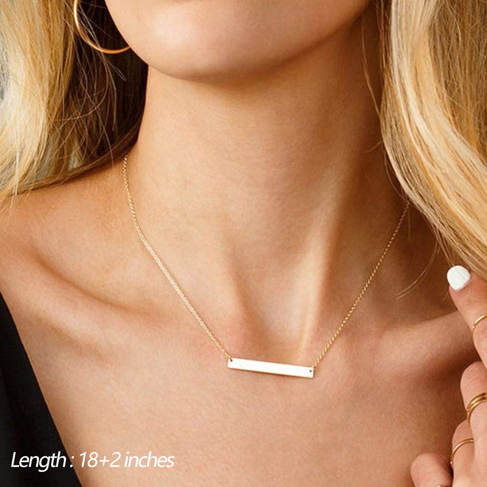 Turandoss Dainty Interlocking Circles Necklace Bar Hammered Disc Necklace Simple Jewelry Layered Choker Necklaces for Women