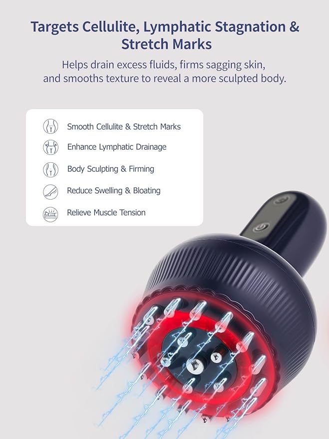 Lymphatic Drainage Massager & Anti Cellulite Massage Tool, Helps Reduce Stretch Marks & Cellulite, for Legs, Arms & Belly, Body Sculpting Machine with Microcurrent, Light, Heat & Vibration