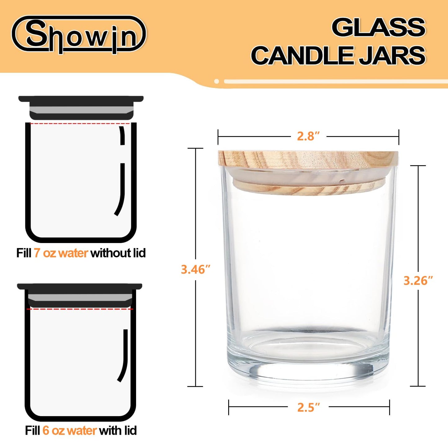 Thick Candle Jars for Making Candles 16 Pcs, 7 OZ Empty Jars with Wood Lids for Candle Making, Sample Container, Clear