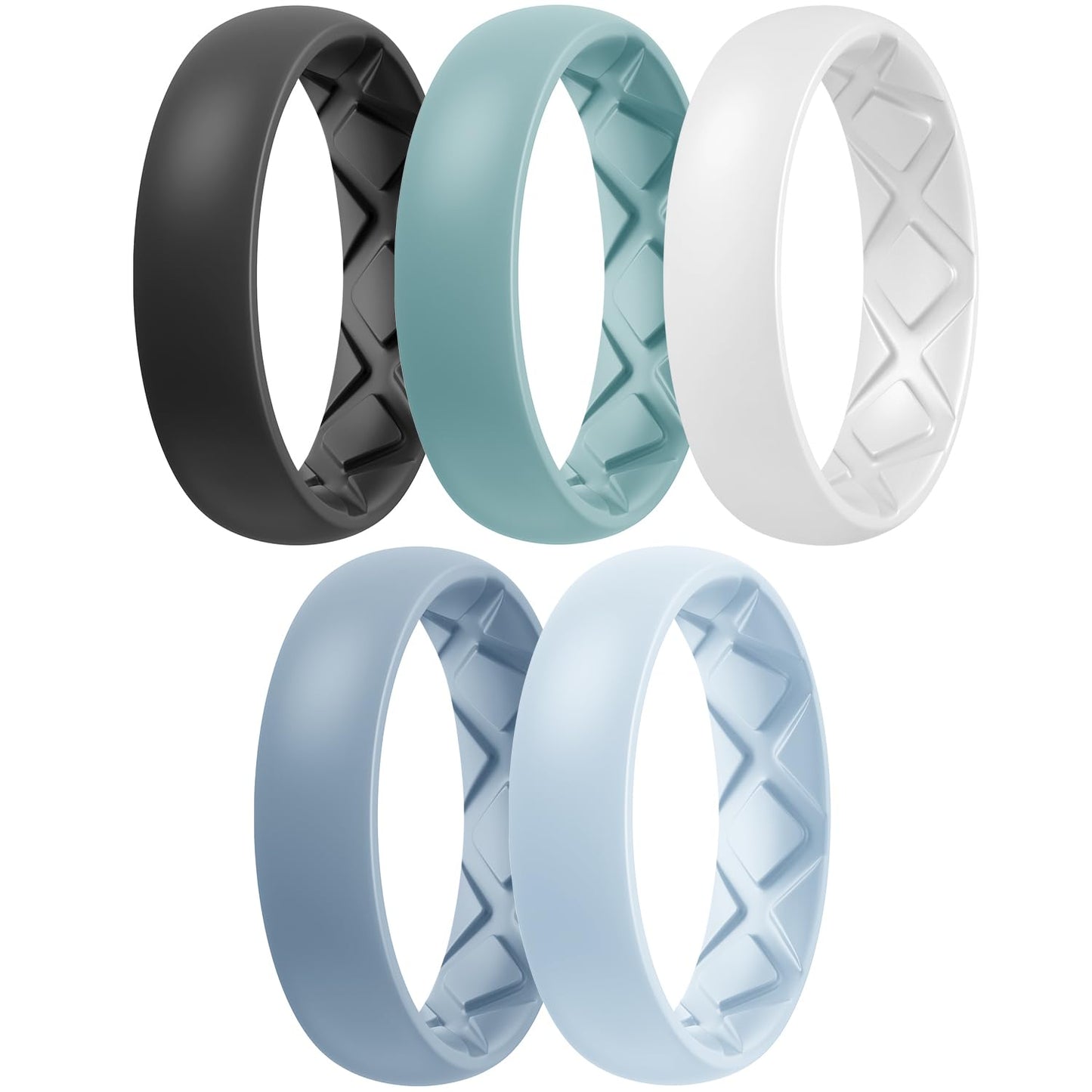 Egnaro Women's Engagement Rings, Silicone Inner Arc Ergonomic Breathable Design with half sizes, Rubber Wedding Band Rings，5.5mm Wide-2mm Thick