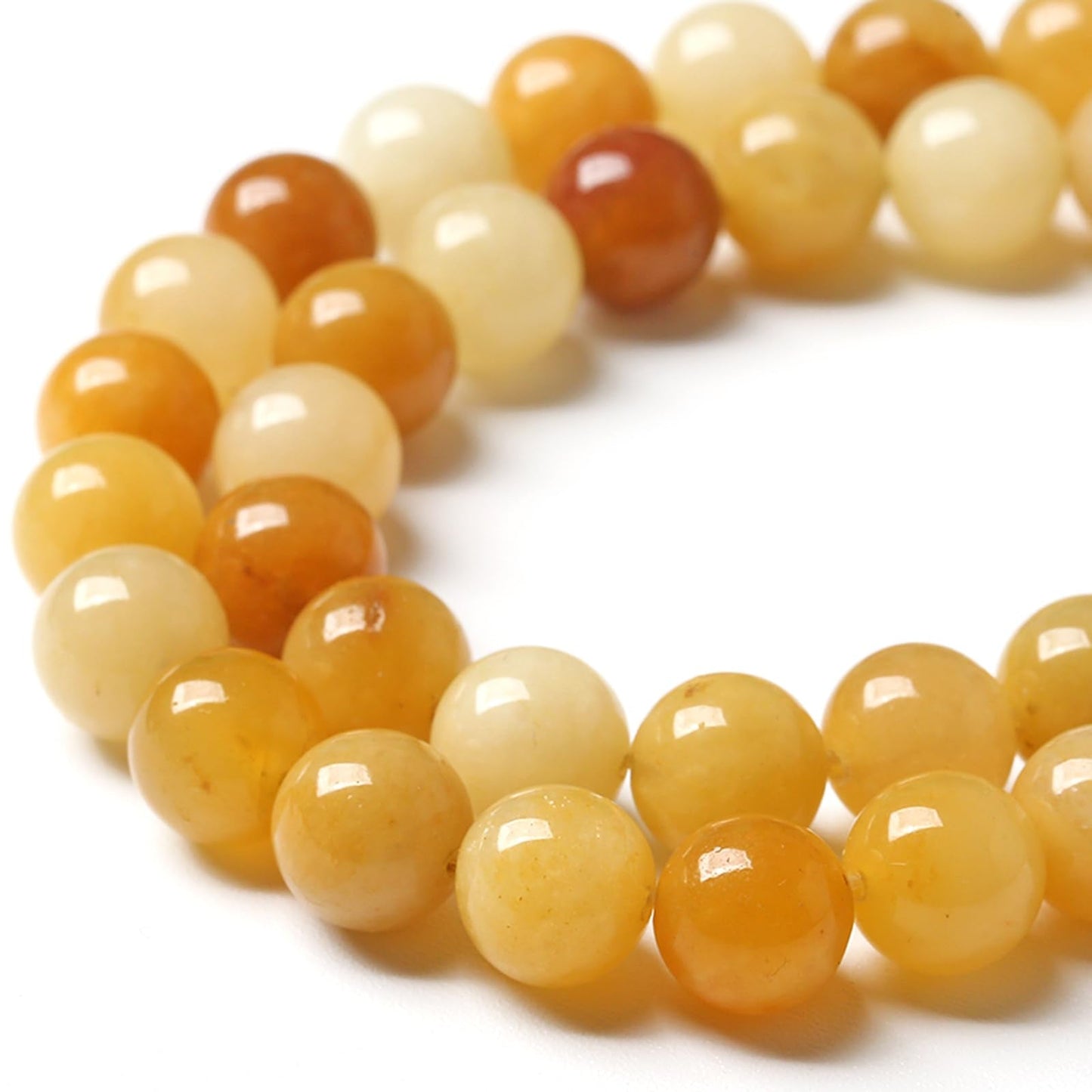 180pcs 4MM Natural Stone Topaz Yellow Aventurine Jade Round Beads Loose Beads for Jewelry Making DIY Bracelet 2 Strands 32"