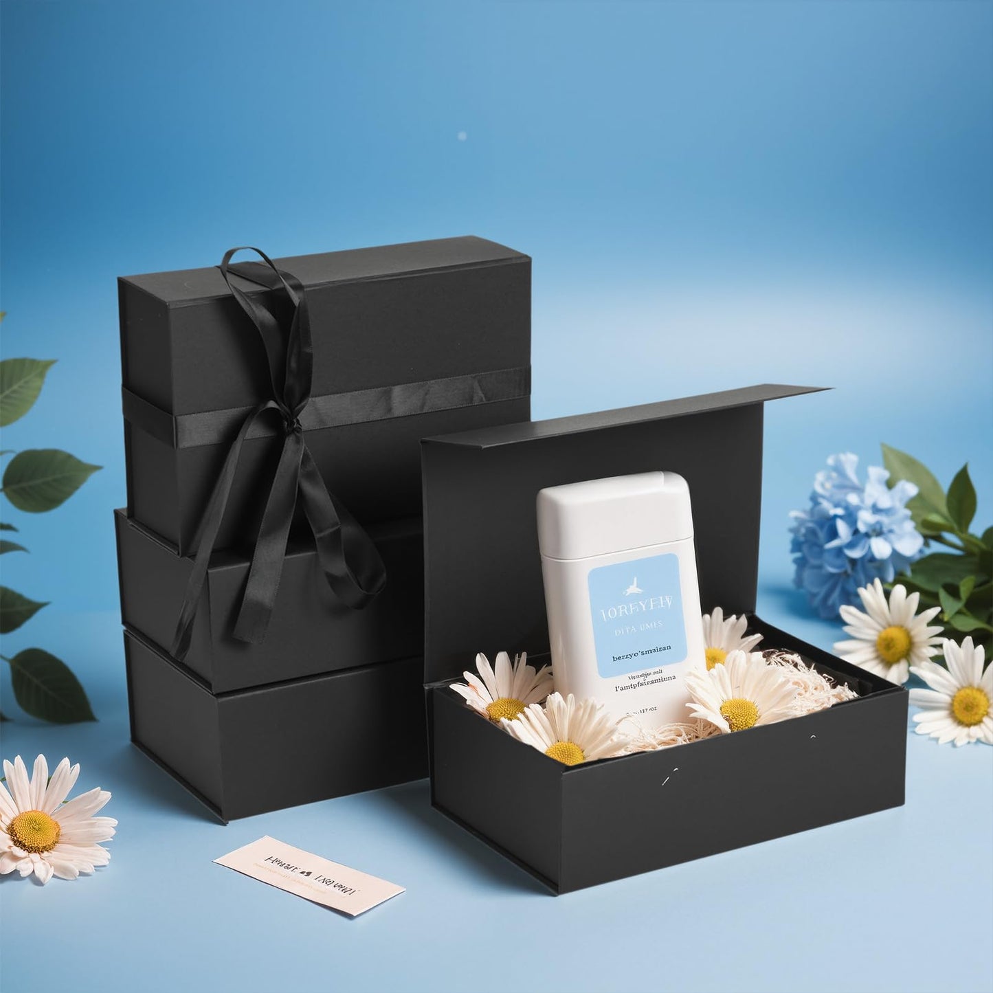 SPEPLA 4 Pack 9.5x6x3 Magnetic Gift Boxes with Ribbon, Black Magnetic Closure Gift Box with Lids for Wedding Christmas Birthday Groomsmen Bridesmaid Proposal