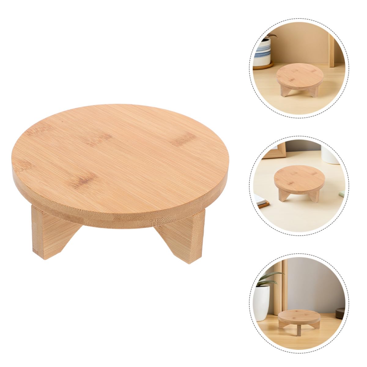 Sewroro Plant Stand Pedestal Riser 11.4-inch round Wooden Flower Pot Display Base Indoor Decorative Flower Stand for Tabletop Home Office