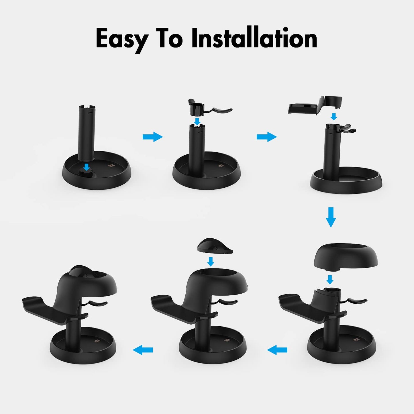 AMVR VR Headset Stand Holder Compatible with Quest 3s/Quest 3/Vision Pro/Quest 2/Pico 4/for PSVR 2 - Universal VR Headset Display Dock, Stable Bracket Storage Round Base, Mount Install Easy