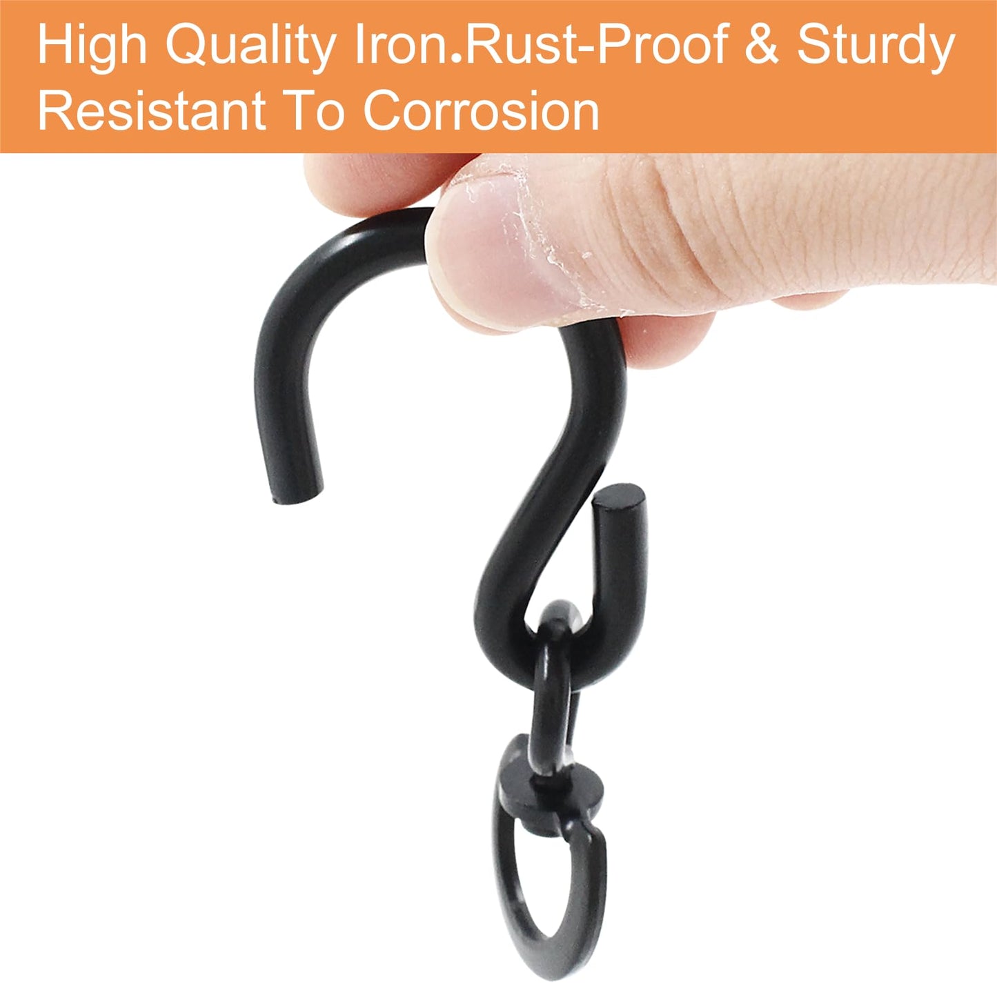 Kyuionty 2PCS Swivel Plant Hanger Hooks, Swivel Extensions Spinners Plant Hooks for Hanging Plants Pots, Bird Feeders (Black)