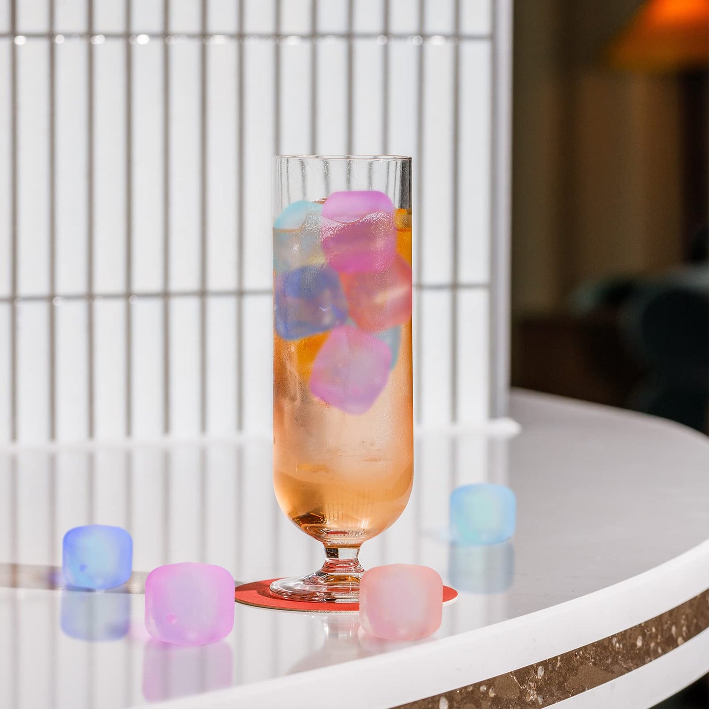 80 Pack Color-changing Reusable Ice Cube for Drinks, Colorful Square Plastic ice Cubes Without Diluting BPA Free, Refreezable Ice Cubes for Coffee, Wine, Whiskey, Cocktails