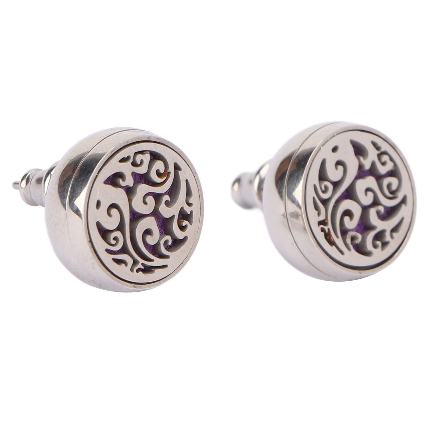Essential Oil Stud Earrings, Stylish Round Essential Oil Diffuser Earrings Aromatherapy Lightweight Lasting for Home for Women (EH290-5)