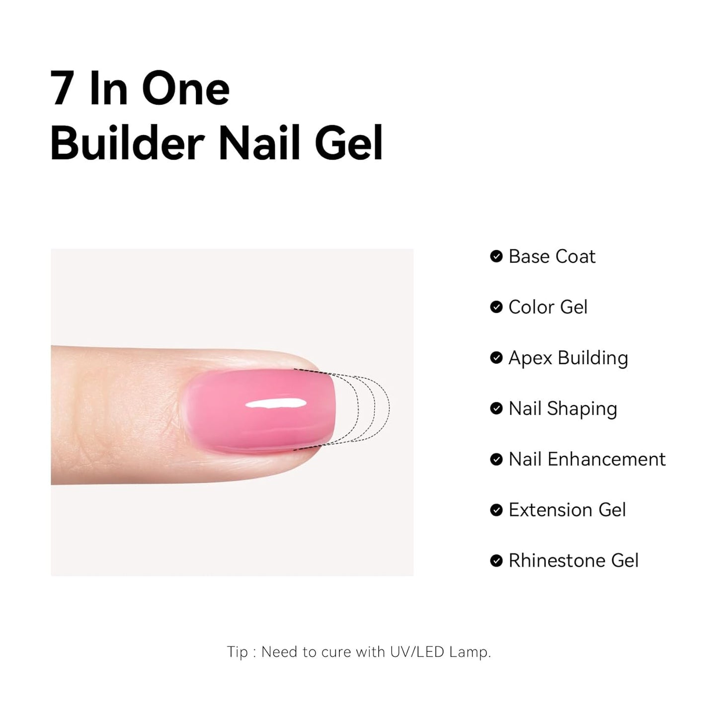 MAYCHAO Creamy Pink Builder Gel for Nails, 15ml Light Pink Nail Strengthener in a Bottle, Nail Extension Hard Gel, Soak Off Long Lasting UV Light Cure