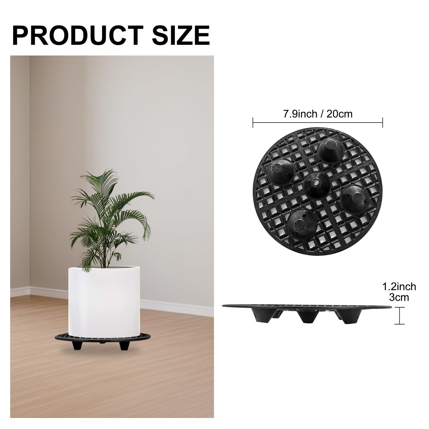 Plant Riser Indoor Outdoor, Plant Level Pot Elevator- 8 inch Plant Riser Holder Plastic Floor Protector Plant Trivet, Heavy Planter Holder for Prevent Rot and Damage on Patio & Deck (8inch X 6Pack)