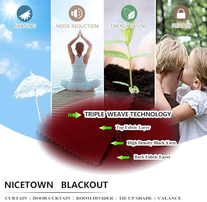 NICETOWN Patio Door Window Christmas Drape - Functional Privacy Thermal Insulated Blackout French Front Sidelight Panel Curtain for Glass Door (25W by 72L Inches, Burgundy, 1 Panel)
