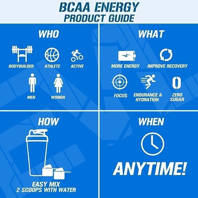 EVL BCAAs Amino Acids Powder - BCAA Energy Pre Workout Powder for Muscle Recovery Lean Growth and Endurance - Rehydrating Post Workout Recovery Drink with Natural Caffeine - Cherry Limeade