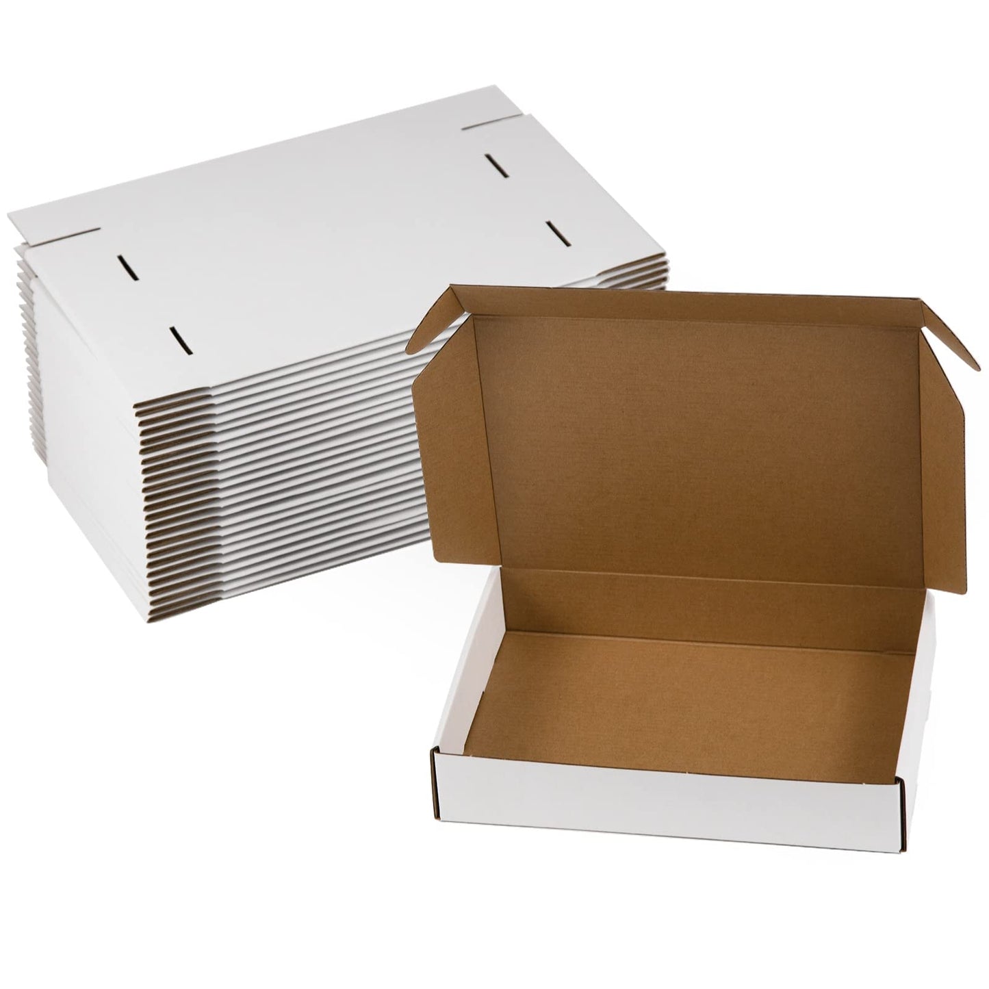 Sodissa 11x8x2 Inches Shipping Boxes Pack of 25, White Corrugated Cardboard Boxes for Small Bussiness