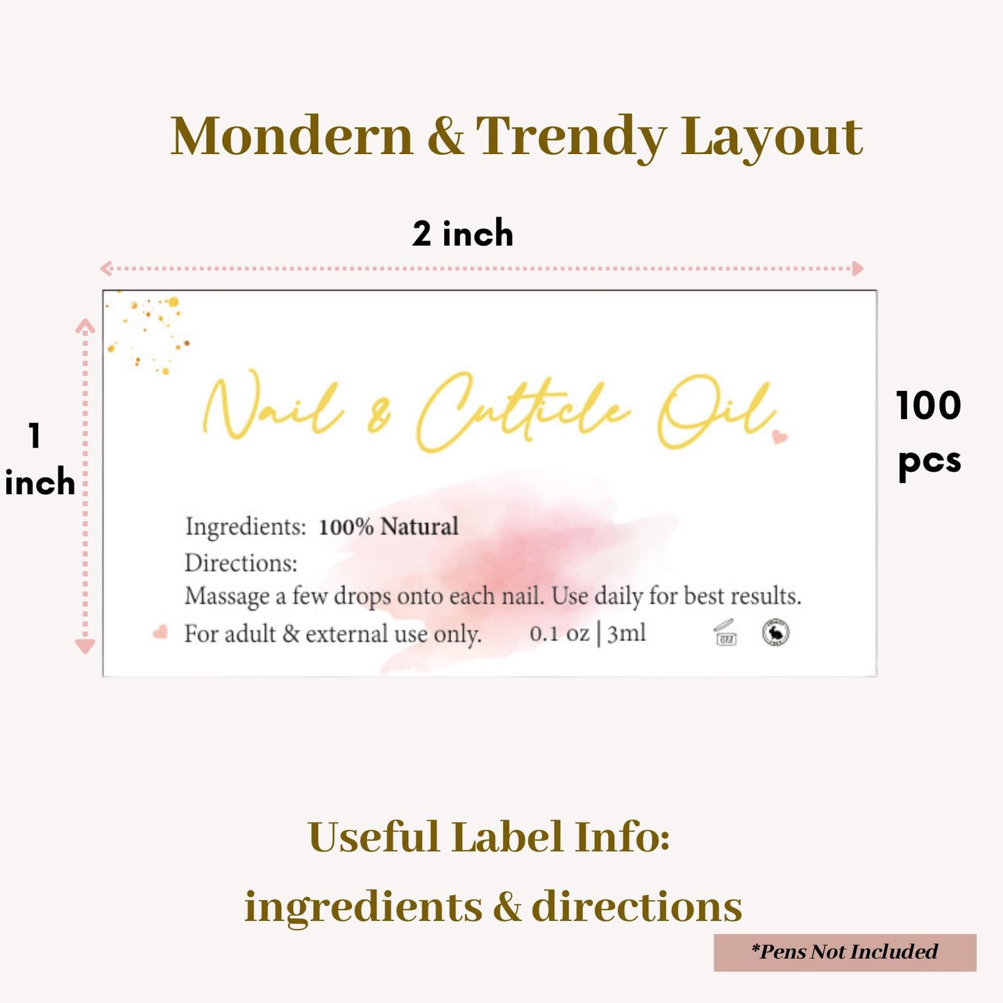 Empty Cuticle Oil Pen Label Sticker Nails Aftercare 3D Acrylic Sign Advice for Nail Room Decor