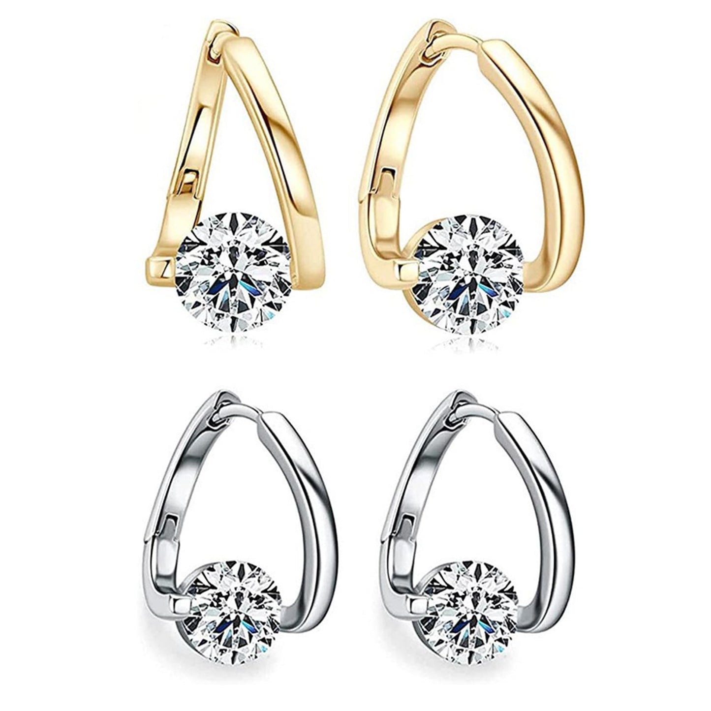 Lymphatic Drainage Earrings for Women Lymphatic Activity Hoop Earrings Magnetotherapy Germanium Earrings Sparkle CZ Hoop Earrings (Gold)