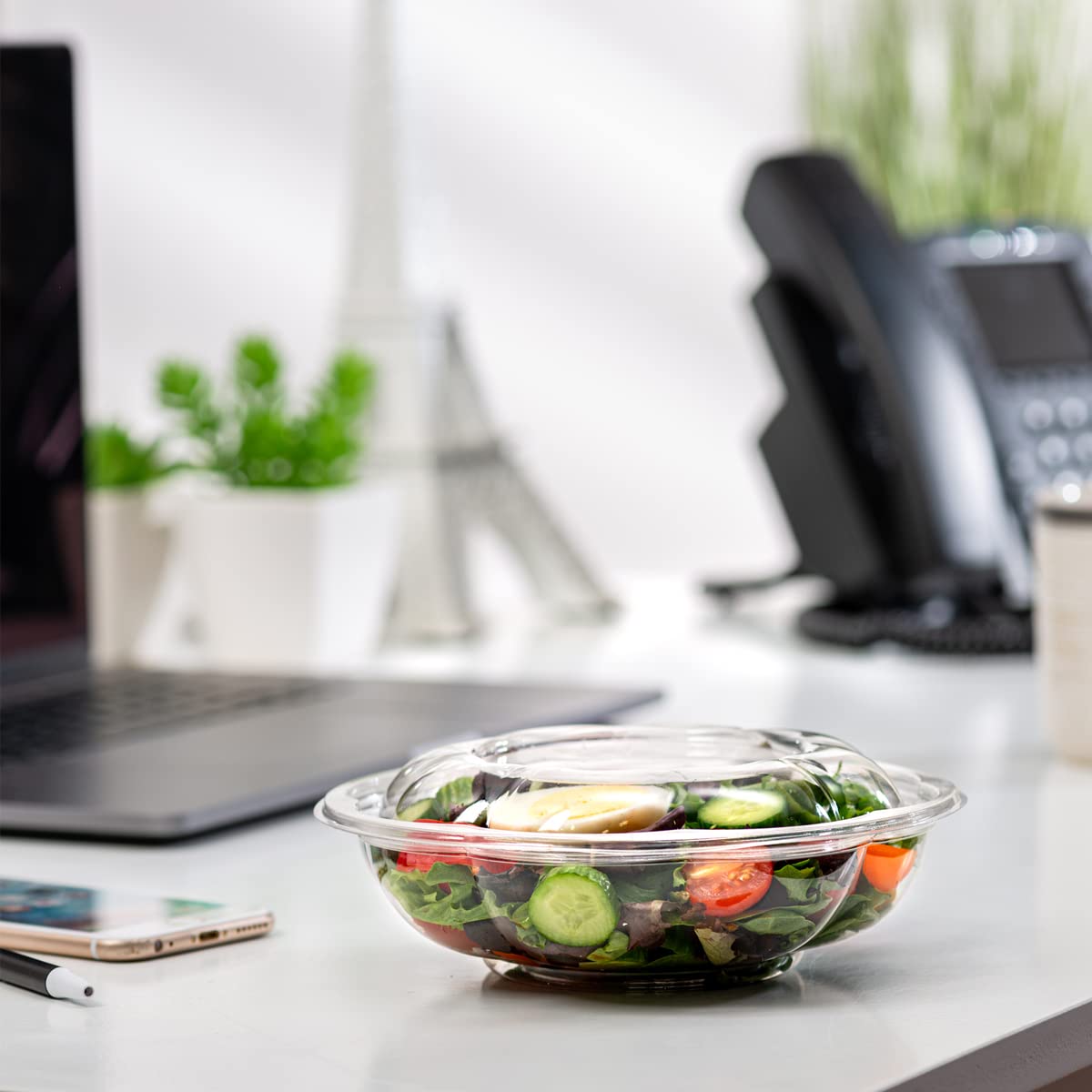 GUSTO [18 oz. - 50 Count Clear Plastic Salad Bowls with Lids, Disposable Salad Containers - Perfect for Takeout, Salads, and Meal Prep (Formerly Comfy Package)