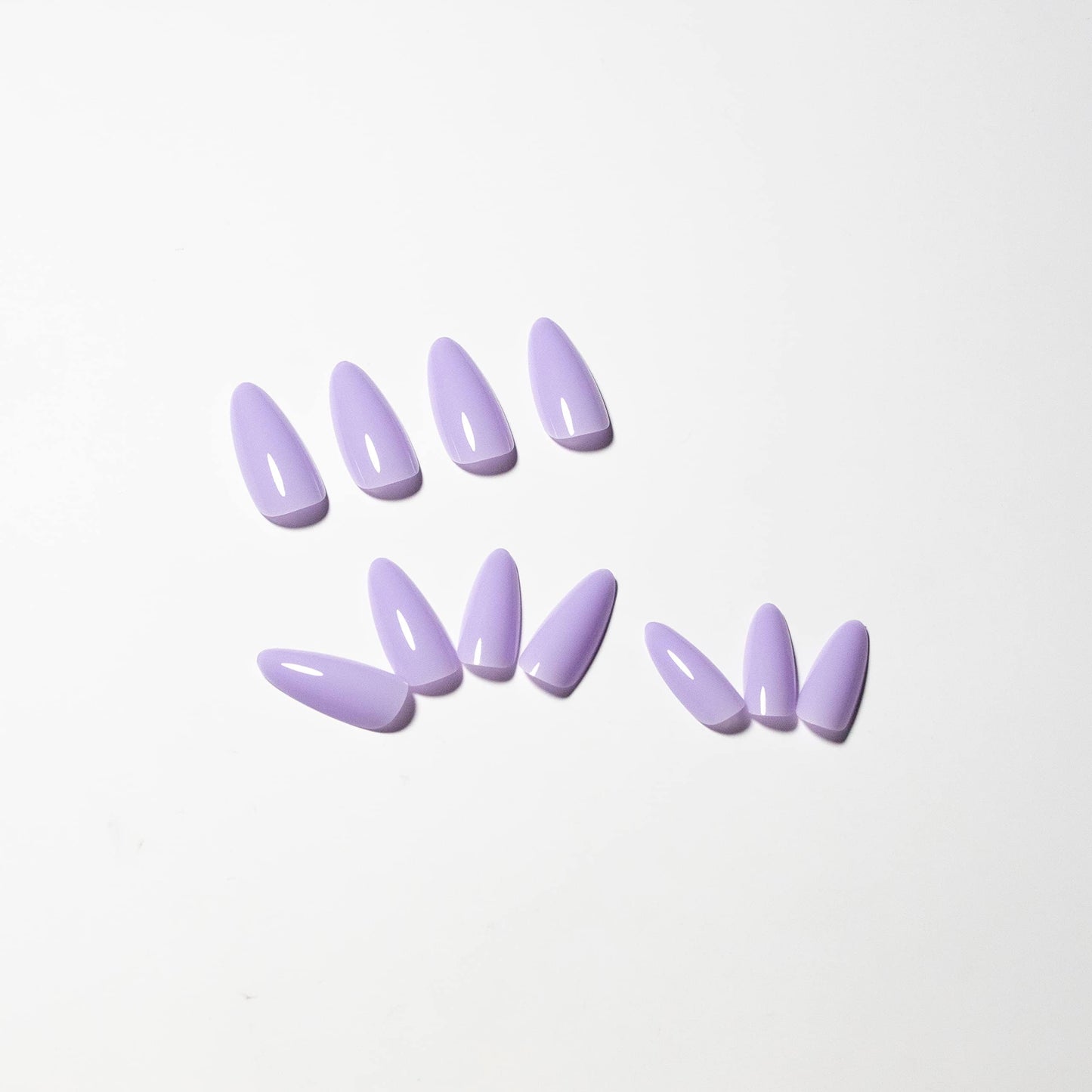 Light Purple Press on Nails Medium Stiletto Almond,KQueenest Pure Color Acrylic Nails Kit Reusable Fake Nails with Feature Protective UV Coating for Women Nail Art Manicure in 24PCS