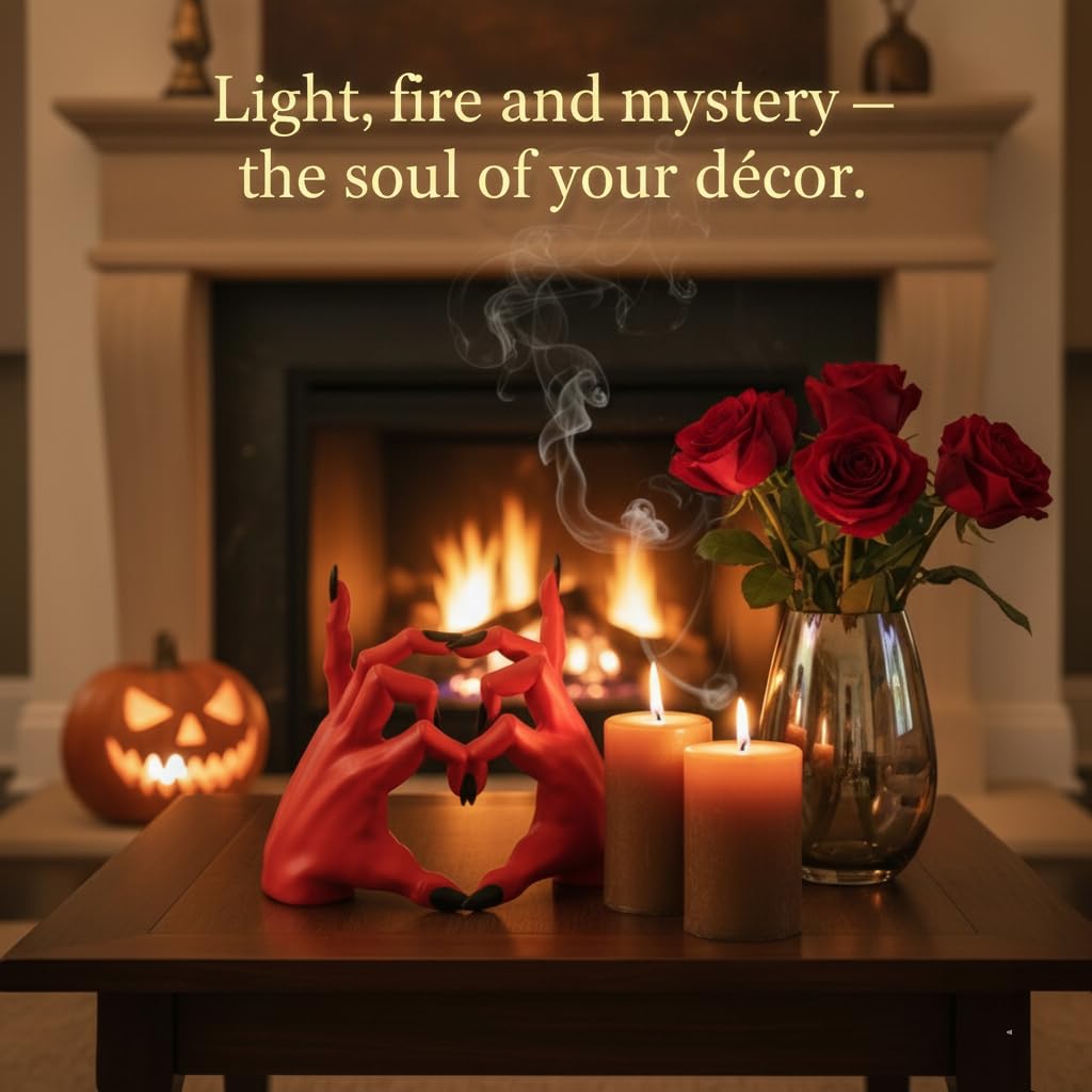 zkulpture Devil Hands Gothic Resin Statue – Romantic & Alternative Unique Gift for Halloween or Valentine’s Day, Dark Home Decor – Design Patent Pending
