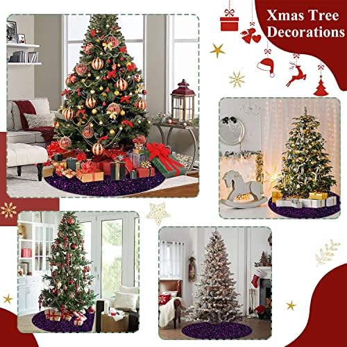 Purple Tree Skirts Christmas 21 Inch Sequin Glitter Tree Skirts Velvet Fabric Decoration Halloween Tree Skirt Glittery Pencil Tree Skirt for Festival Holiday Party Purple Ornament Decorations