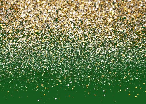 10x8ft Green and Gold Backdrop Birthday Gold Spots Bokeh Wedding Prom Graduation Photography Background X-224 - color: Green, size: 10X8ft