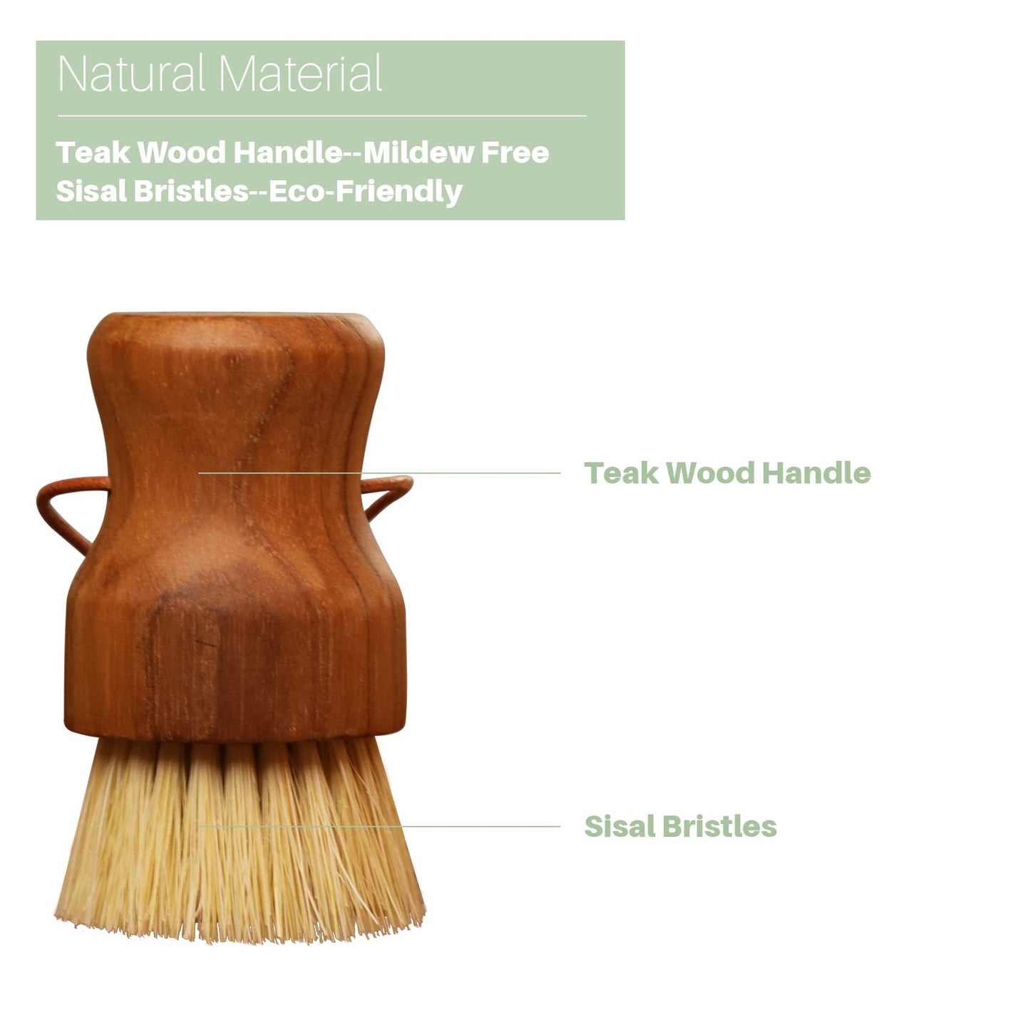 Teak Dish Scrub Brush 2PCS by HTB, Good Grip Small Wooden Dish Brush with Teak Handle & Sisal Bristles for Kitchen, Wood Cleaning Scrubbers Set for Washing Pan/Pot/Vegetable/Fruit