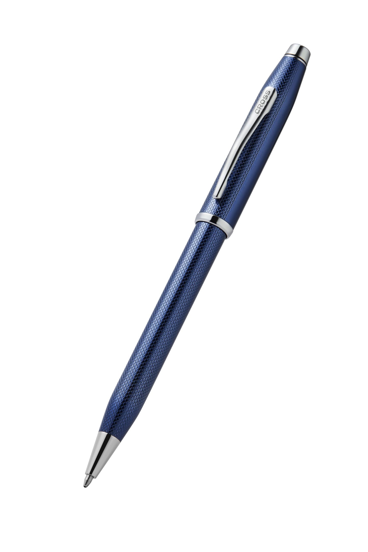 Cross Century II Polished Translucent Cobalt Blue Sandblasted Engraved Diamond Pattern Surface Ballpoint Pen - Professional Pen - Smooth Writing - Comfortable Grip, Engraveable panel, Luxury gift box.