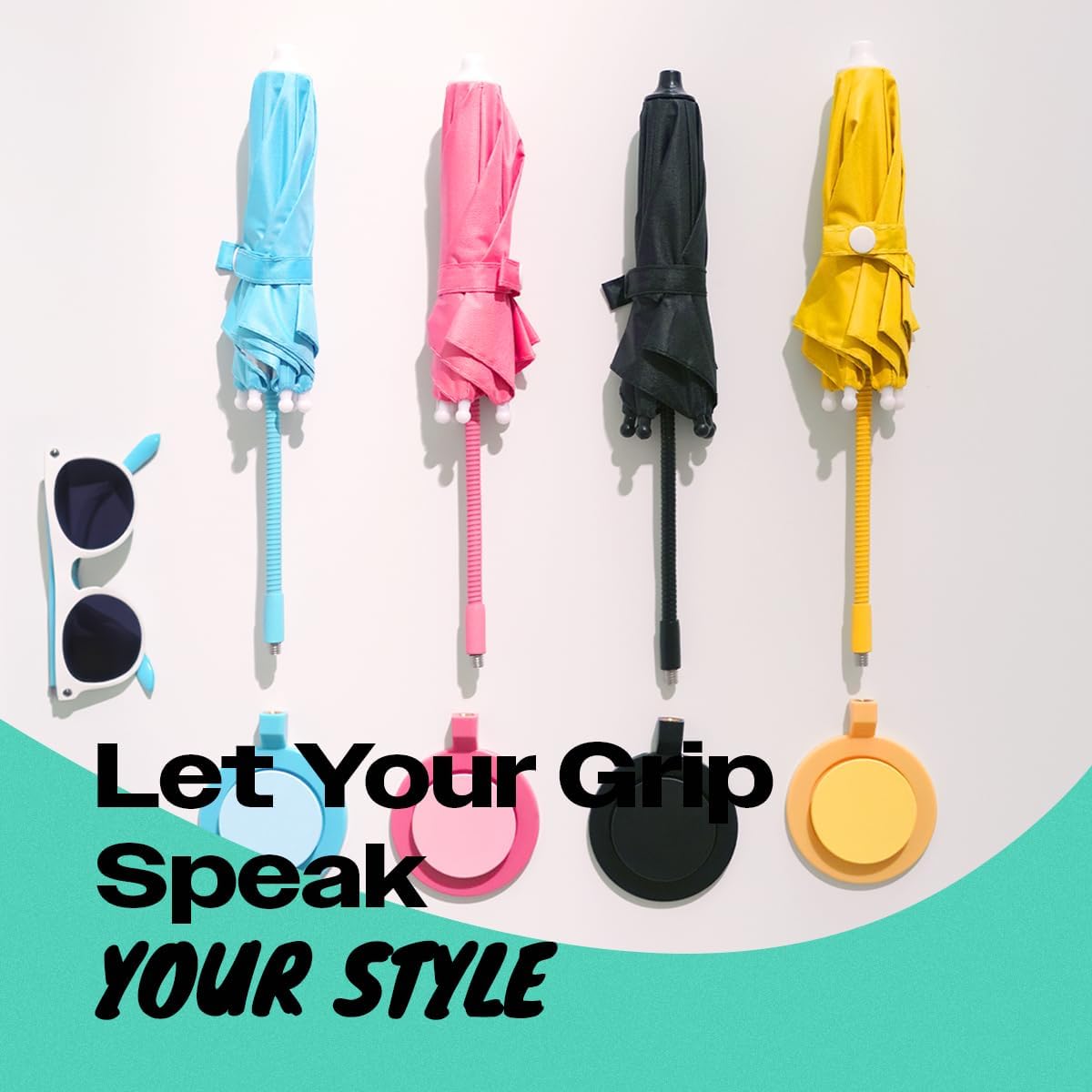 3 in 1 Magnetic Umbrella Sunshade Collapsible Expandable Phone Grip & Stand - Elegant Magsafe Compatible Phone Holder for Secure Grip and Hands-Free Viewing (Yellow)