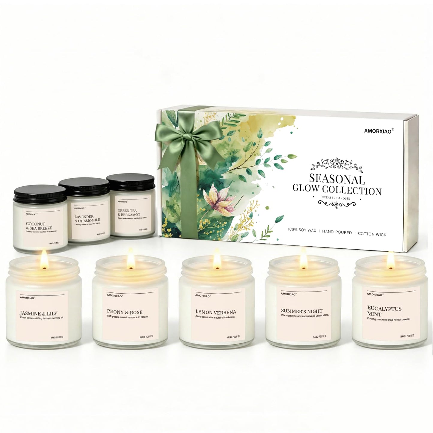 Scented Candles Gift Set, 8 Pack Soy Wax Candles for Home, Long Lasting Burn Floral Fresh Aromatherapy Scents for Women, Birthday, Holiday