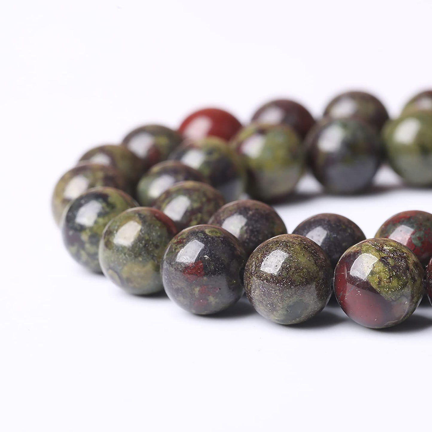 90PCS 8mm Natural Dragon Blood Jasper Beads Round Loose Energy Healing Stone Beads for Jewelry Making DIY Bracelet 32" 2 Strands