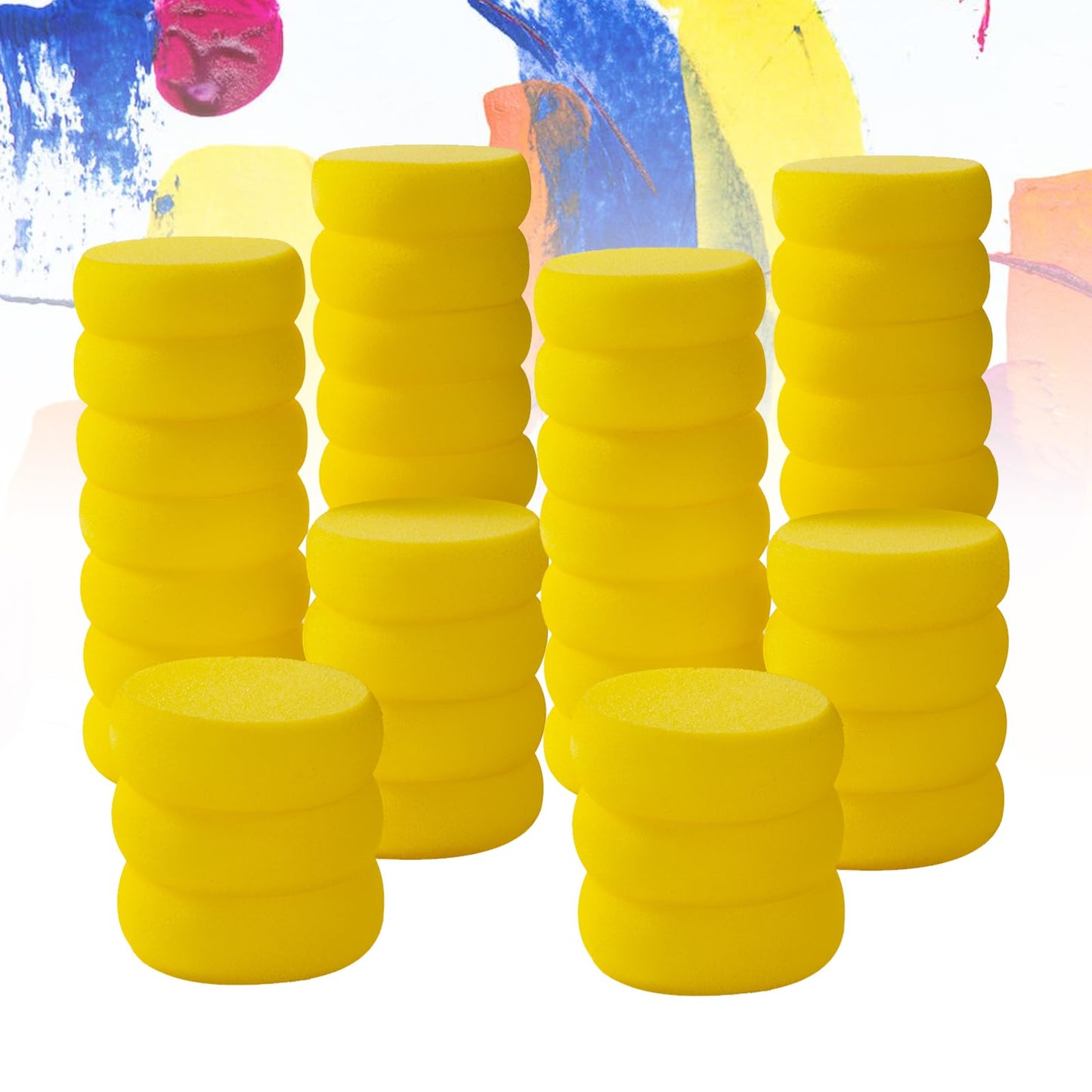 50 Pack Round Yellow Synthetic Sponge, 2.9 inch - Artist Sponge for Face Painting, Crafts, Pottery, Clay, Ceramics