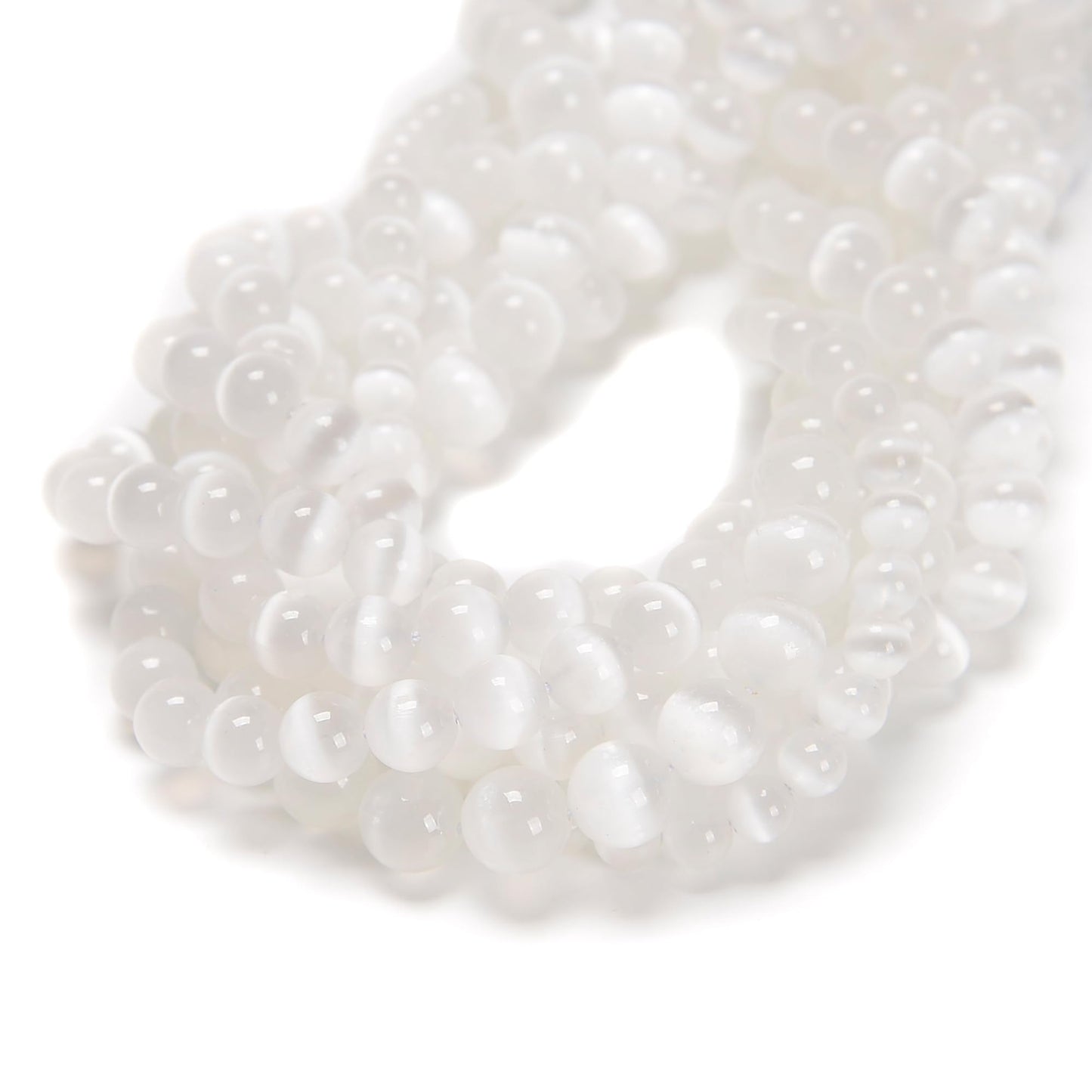 126Pcs 6mm Natural Moroccan Selenite Beads - Round Healing Crystal Beads for Jewelry Making Chakra Balancing Positive Reiki Energy Stone