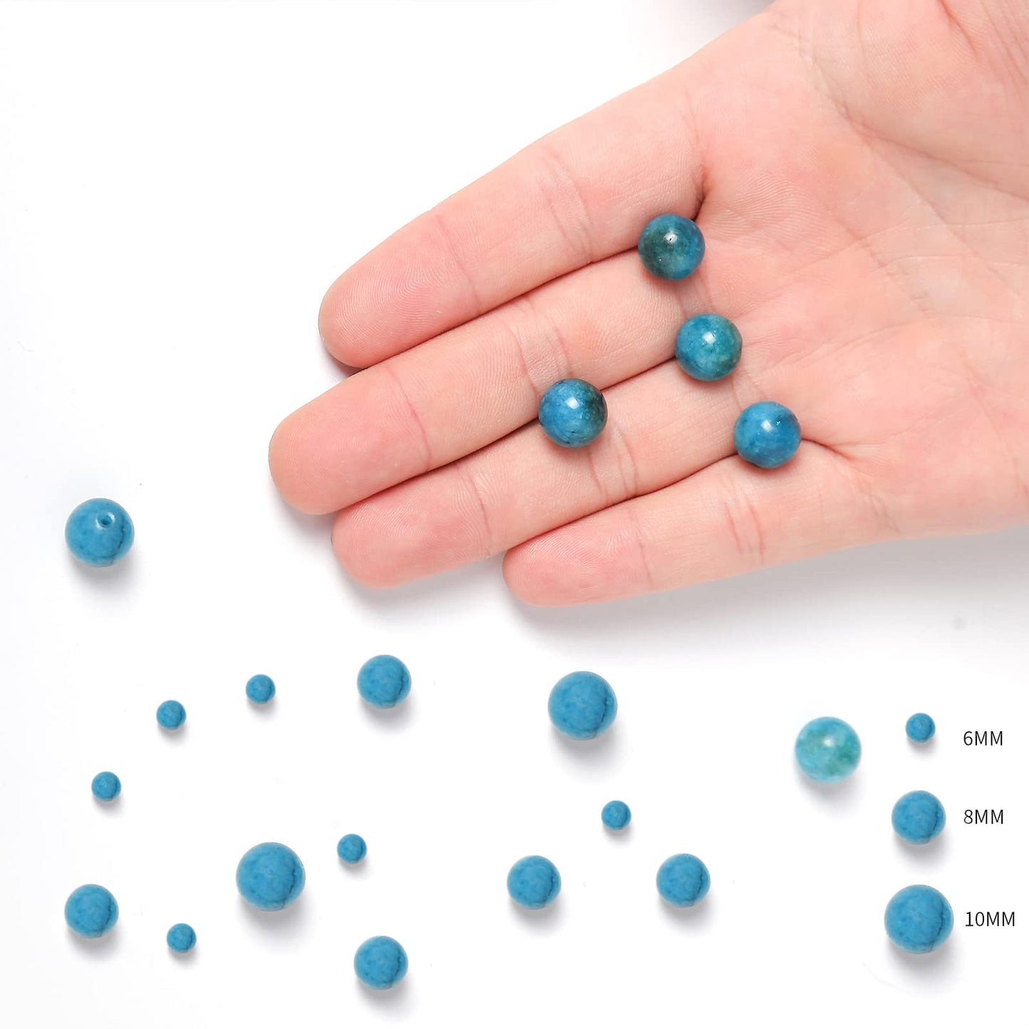 45pcs 8mm Natural Stone Beads Blue Apatite Beads Energy Crystal Healing Power Gemstone for Jewelry Making, DIY Bracelet Necklace