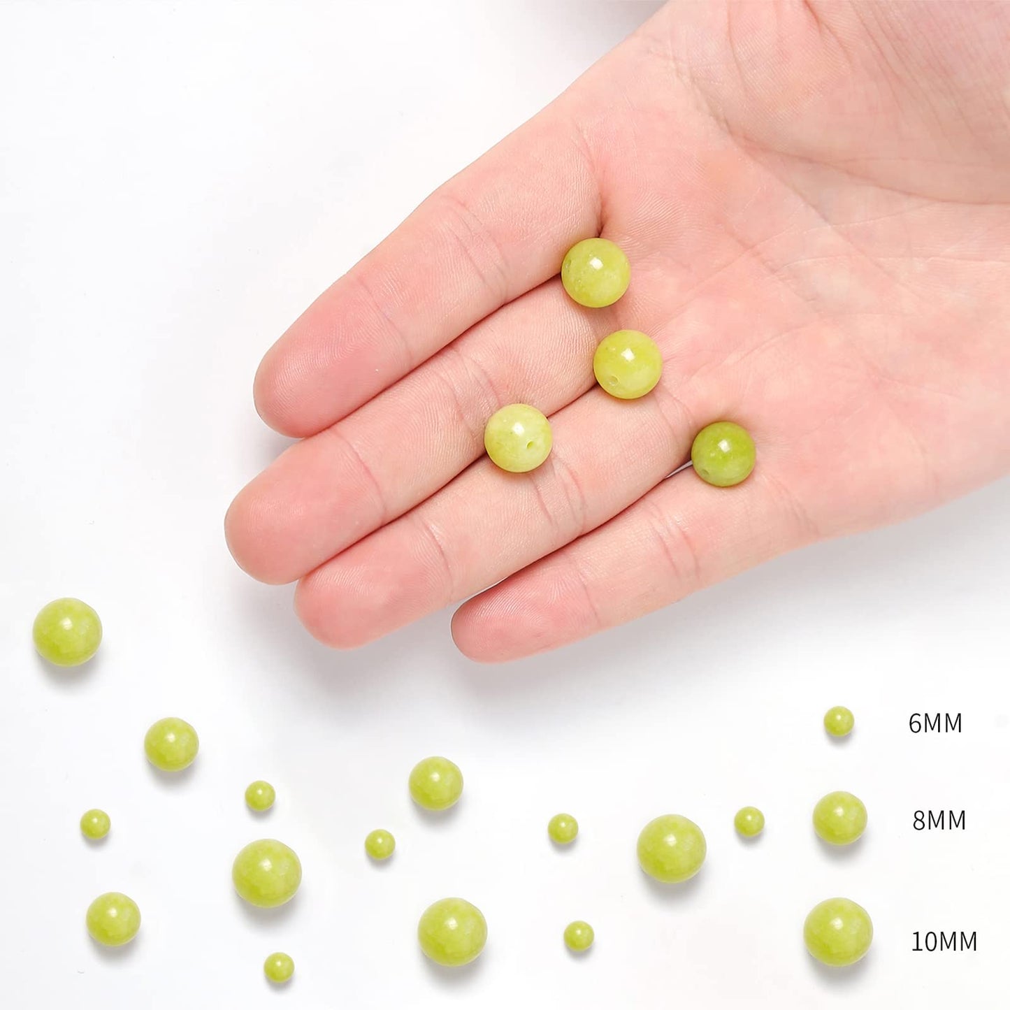 45pcs 8mm Peridot Loose Beads for Jewelry Making, Natural Semi Precious Beads Round Smooth Gemstone Spacer Beads Charms for Necklaces Bracelets