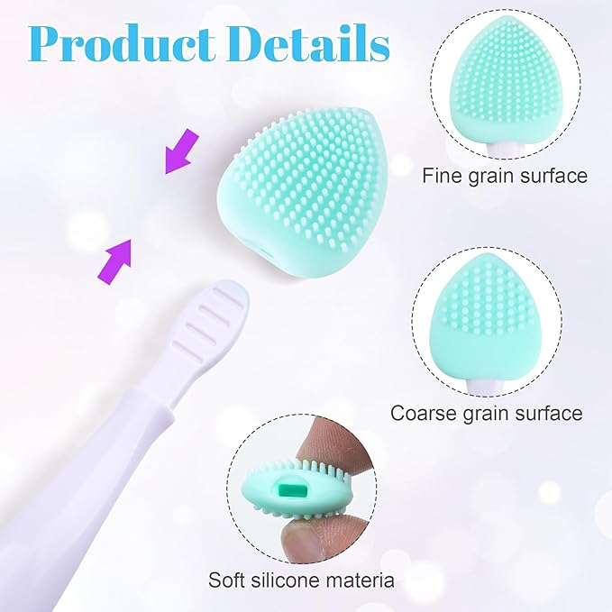 4pcs Lip Scrub Brush, Silicone Heart Lip Exfoliator Brushes Scrubber Tool, Double-Sided Lip Cleaning Exfoliating Remove Dead Skin Tool for Men Women Dark Lips- Pink & Green & Blue & Yellow
