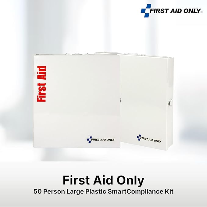 First Aid Only 746000 SmartCompliance 50-Person ANSI A+ and OSHA Compliant First Aid Kit for Business, Large Metal First Aid Cabinet with Medications, 241 Pieces