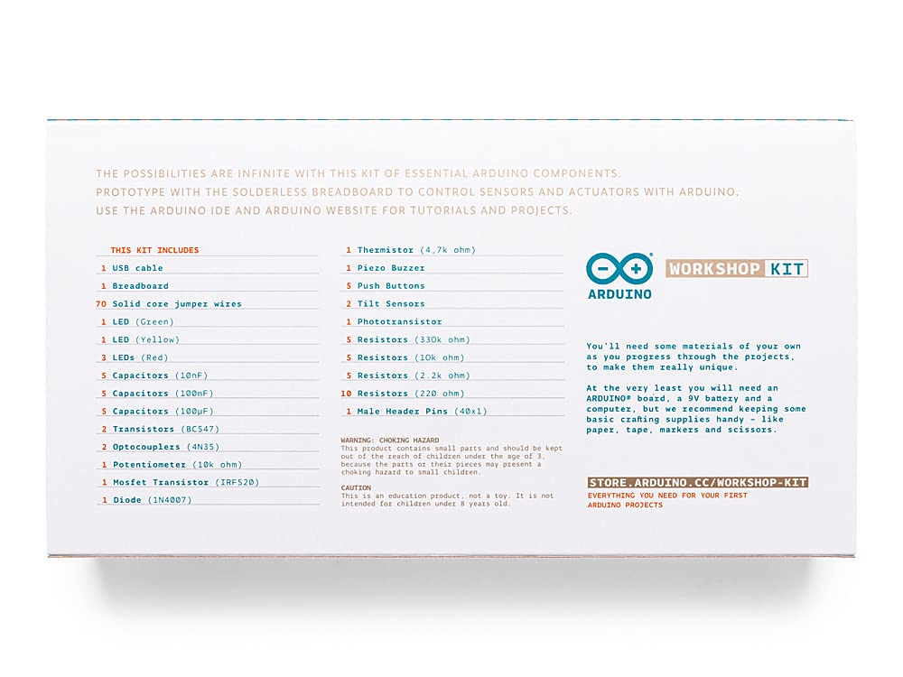 Arduino Workshop Kit [AKX00013] - Complete Electronics Starter Kit with Arduino Board, Sensors, Components, and Educational Resources for Hands-On Learning