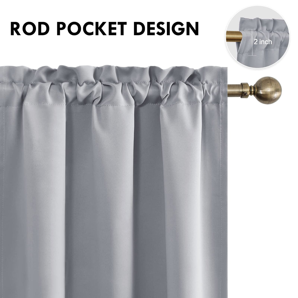 Blackout Curtains for Bedroom Living Room 38 x 45 Inch Long 2 Panels (2 Count)