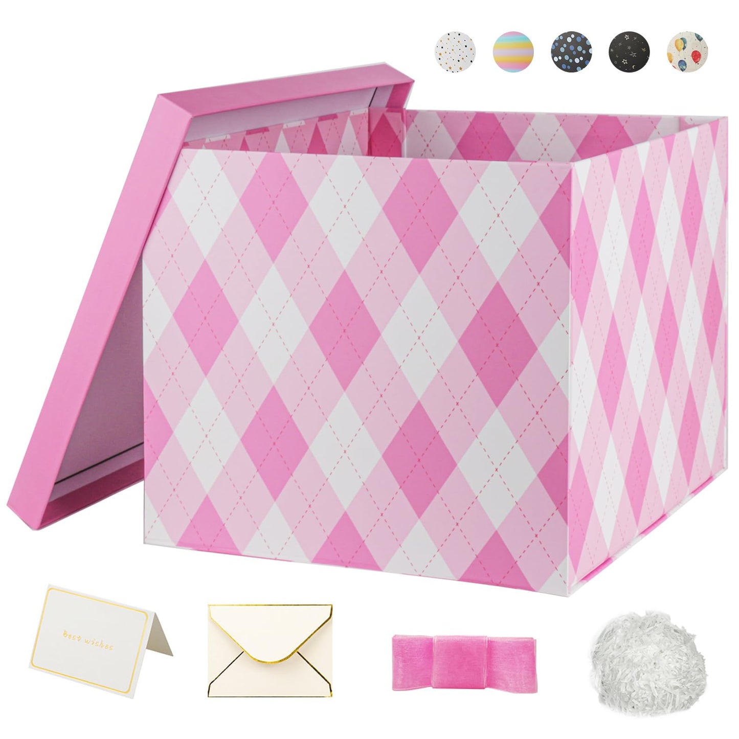 YINUOYOUJIA Large Gift Box 12x12x10Inches,Pink Gift Boxes with Lids for Presents,Cute Box,Birthday Gift Box,Gift Packaging for Valentine's Day,Mother's Day,Christmas,Anniversaries.