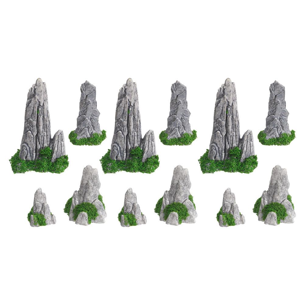 DOITOOL 12PCS Mini Rockery Decoration Zen Garden Accessories Miniature Zen Decor Rockery Statue Miniature Mountain Micro Landscape Decoration Bonsai Ornament Plant Pot Terrarium Decor