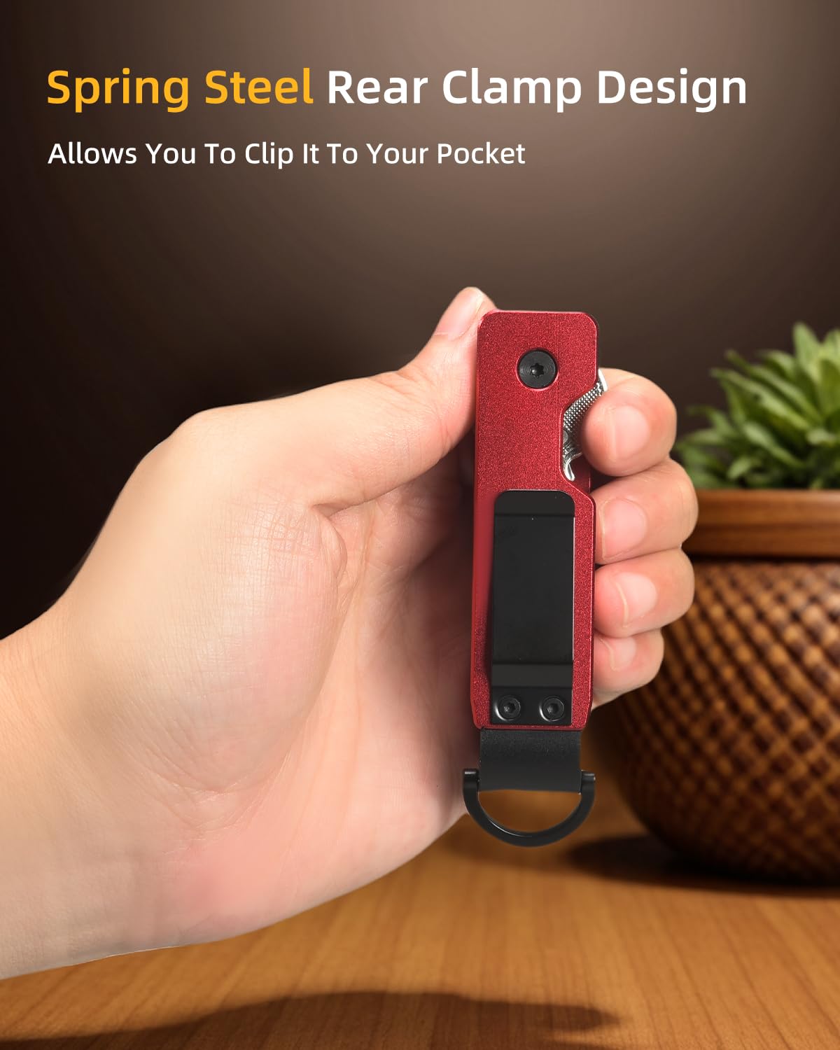 KIEIYI Carbon Fiber Keychain Organizer, Key Ring Holder for 2-6 Keys, Car Key Accessories (Aluminum Alloy Red)