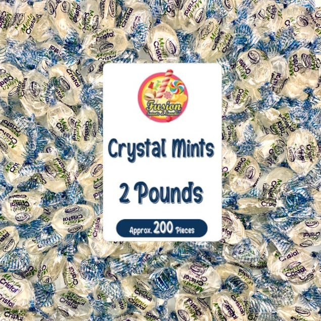 Crystal Candy Hard Mints - 2 Pounds (Approx. 200 Pieces) Arcor Blue Crystal Mint Candy Individually Wrapped, Breath Mints Bulk, After Dinner Mint, Bulk Candy
