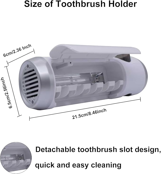 SARMOCARE Toothbrush Holder Cleaner with Fan Drying & 6min Timing Function, 5 Toothbrush Slots, Rechargeable Bathroom Wall Mounted Fit Sonic and Manual Toothbrushes