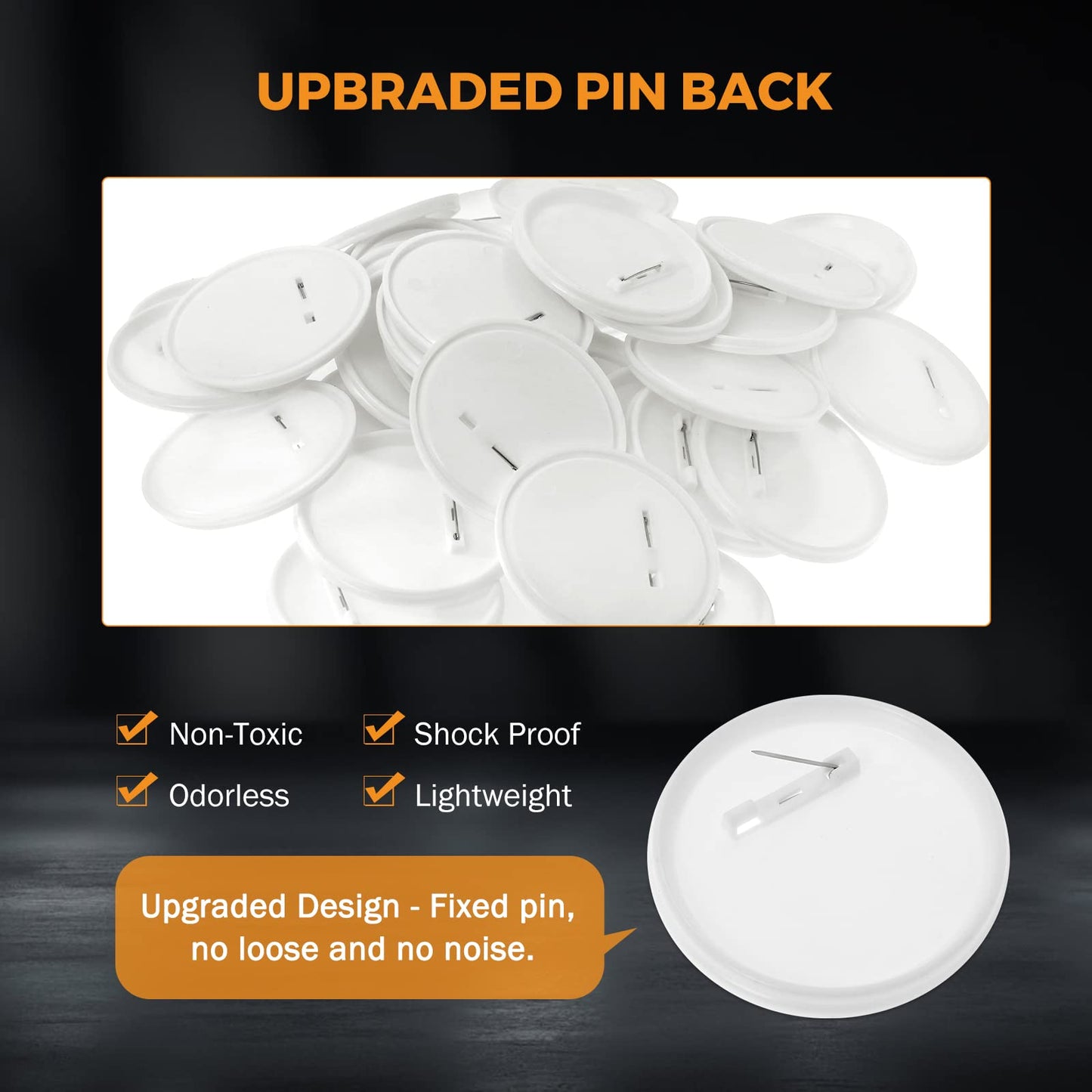 BEAMNOVA 200 Sets of Button Parts Supplies 58mm / 2.28 in (Approx. 2-1/4 inch) for Round Button Maker Machine Pin Maker, Every Set Includes Tinplate Top, Plastic Clip Bottom & Plastic Film
