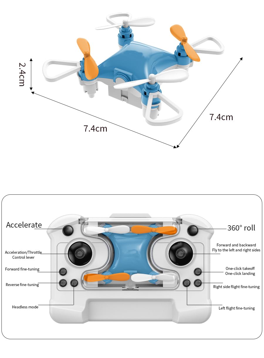 Mini Drone with Easy Stunt Flights & 360° Tricks - Perfect Beginner-Friendly Flyer, Mini Drone for Kids with LED & Altitude Hold & Propeller Protection, 360°flips, For Indoor Outdoor (Blue)