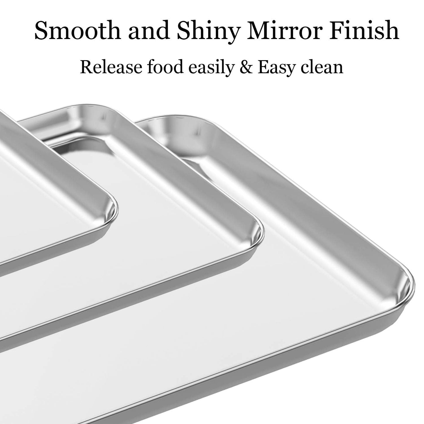 Wildone Baking Sheet Set of 3, Stainless Steel Cookie Sheet Cooking Sheet Pan for Baking & Roasting, 9/12/16 Inch, Non Toxic & Heavy Duty & Easy Clean
