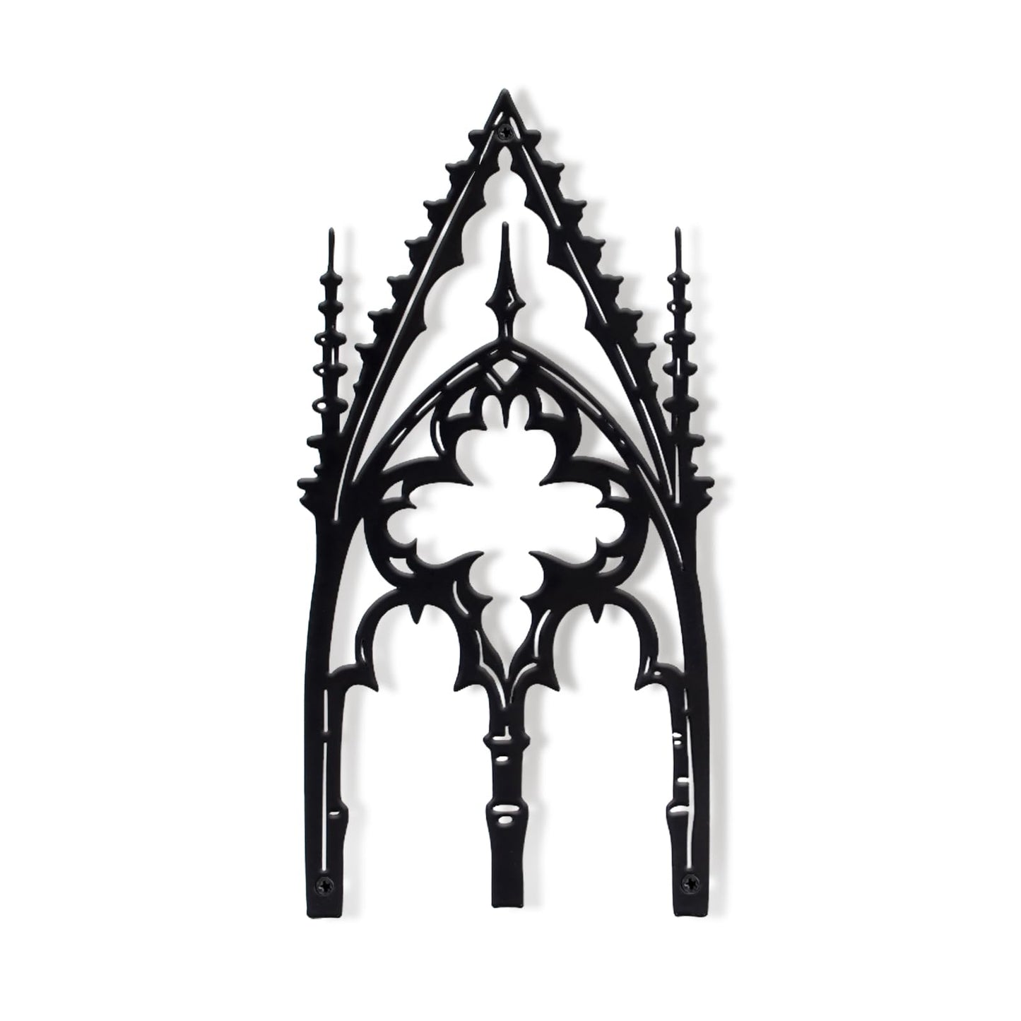 WOPARTY Gothic Cathedral Window Wall Art, Black Metal Decorative Panel, 11.8 x 5.91 Inches, Medieval Home Decor for Bedroom Living Room