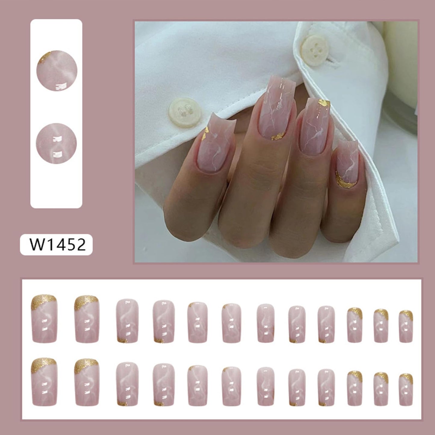 FJSMTOPl Press on Nails Short Fake Nails Acrylic False Nails Press ons Acrylic Nails Glossy Glue on Nails Artificial Stick on Nail for Women Manicure 24pcs