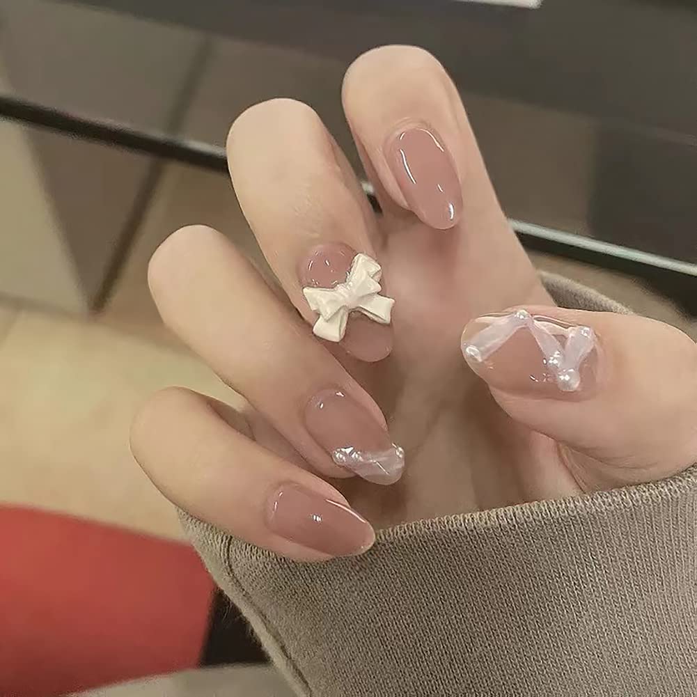 Light Rain Medium Size Hand-made Press on Nails, 3D Gel UV Finished False nails with Design by Professional Manicurist