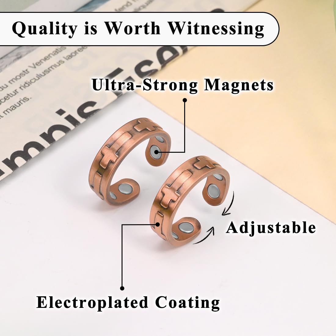 Vicmag Copper Magnetic Ring for Women, Ladies Fingers Thumb, 100% Solid Pure Copper Jewelry Gift