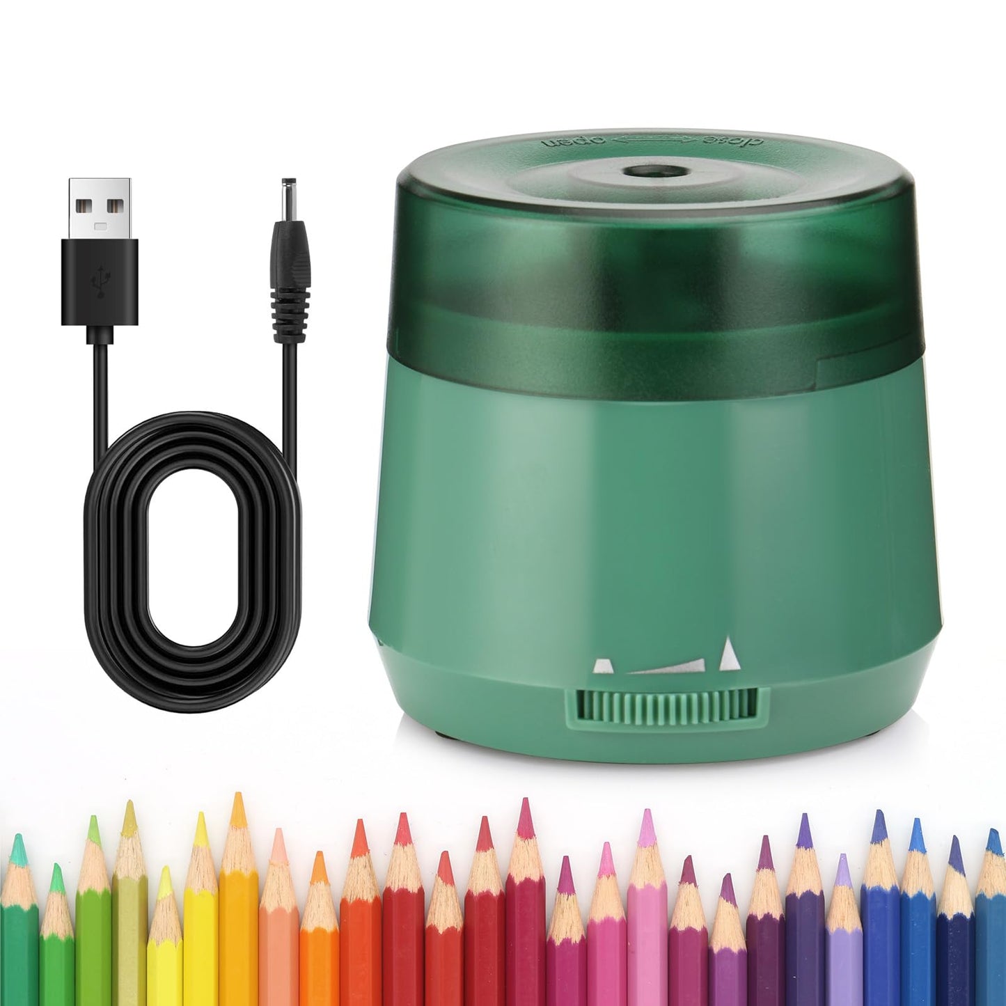 Electric Pencil Sharpener, Dual Power USB Battery Operated, Portable Design for 6-8mm Pencils, Home School Office Use (Green)